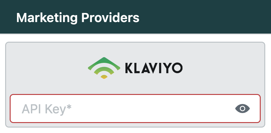 agnoStack Marketing Providers with the Klaviyo API Key field