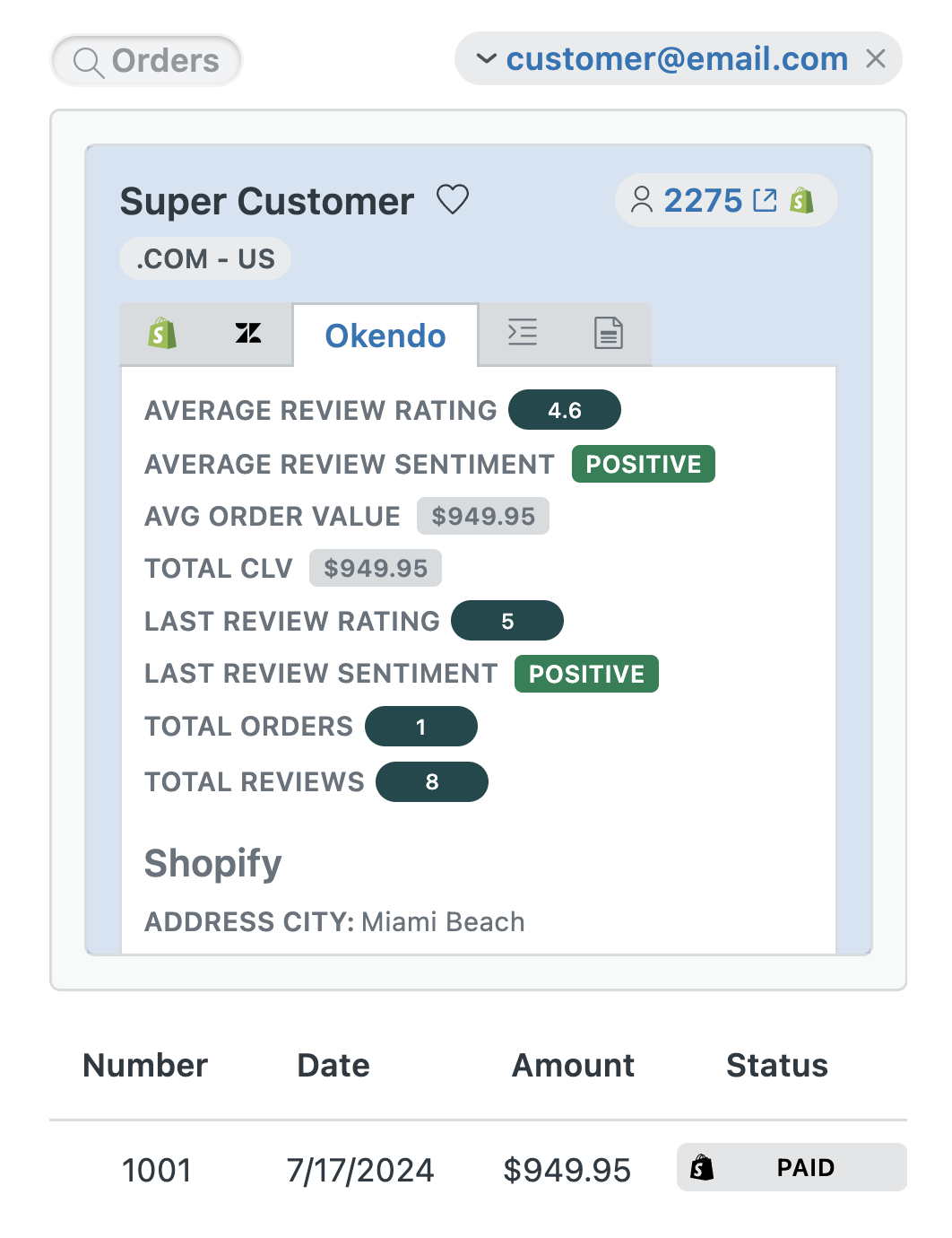 Okendo customer data in agnoStack Customer Insights