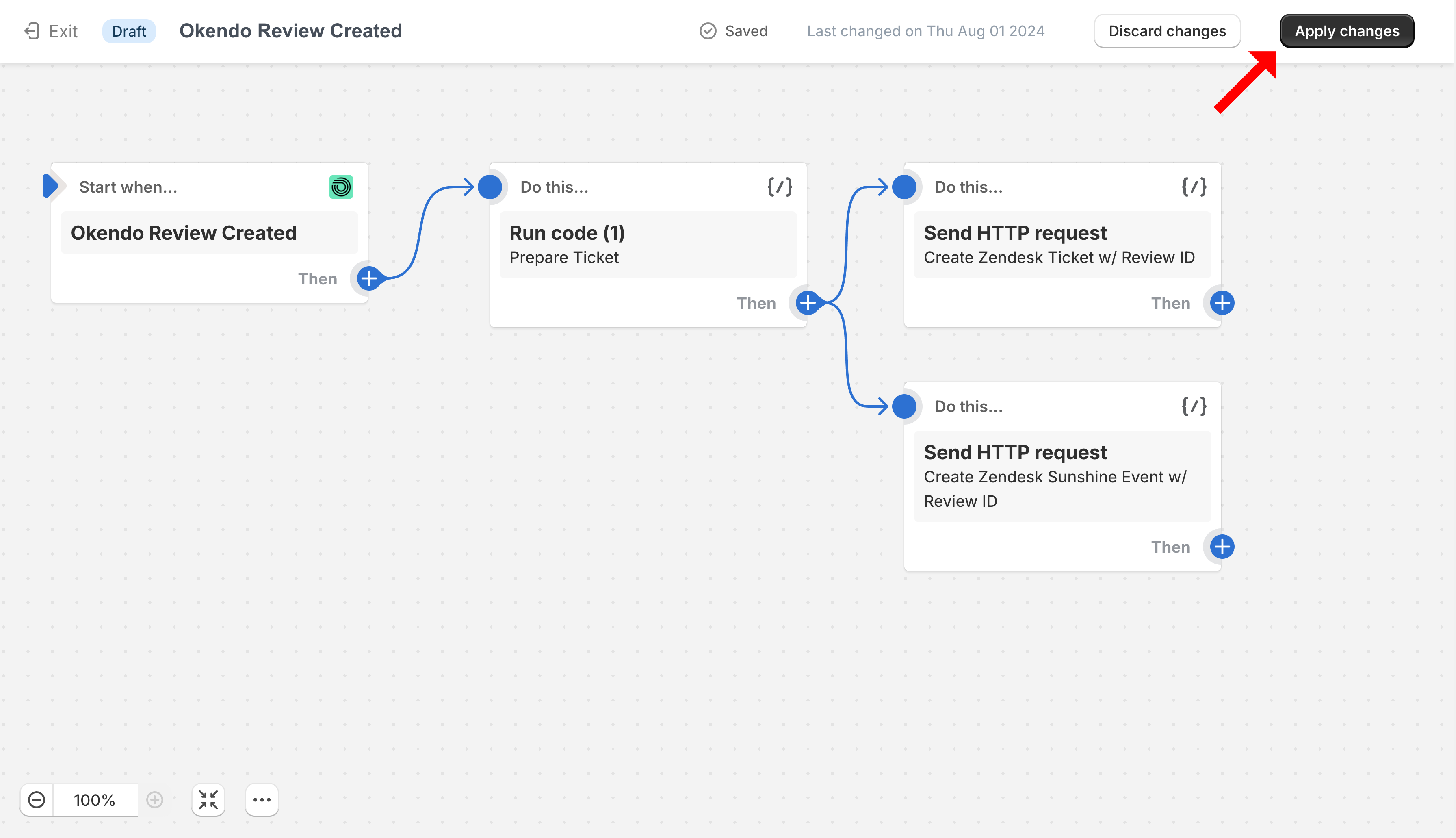 Completed Shopify Flow for Okendo reviews