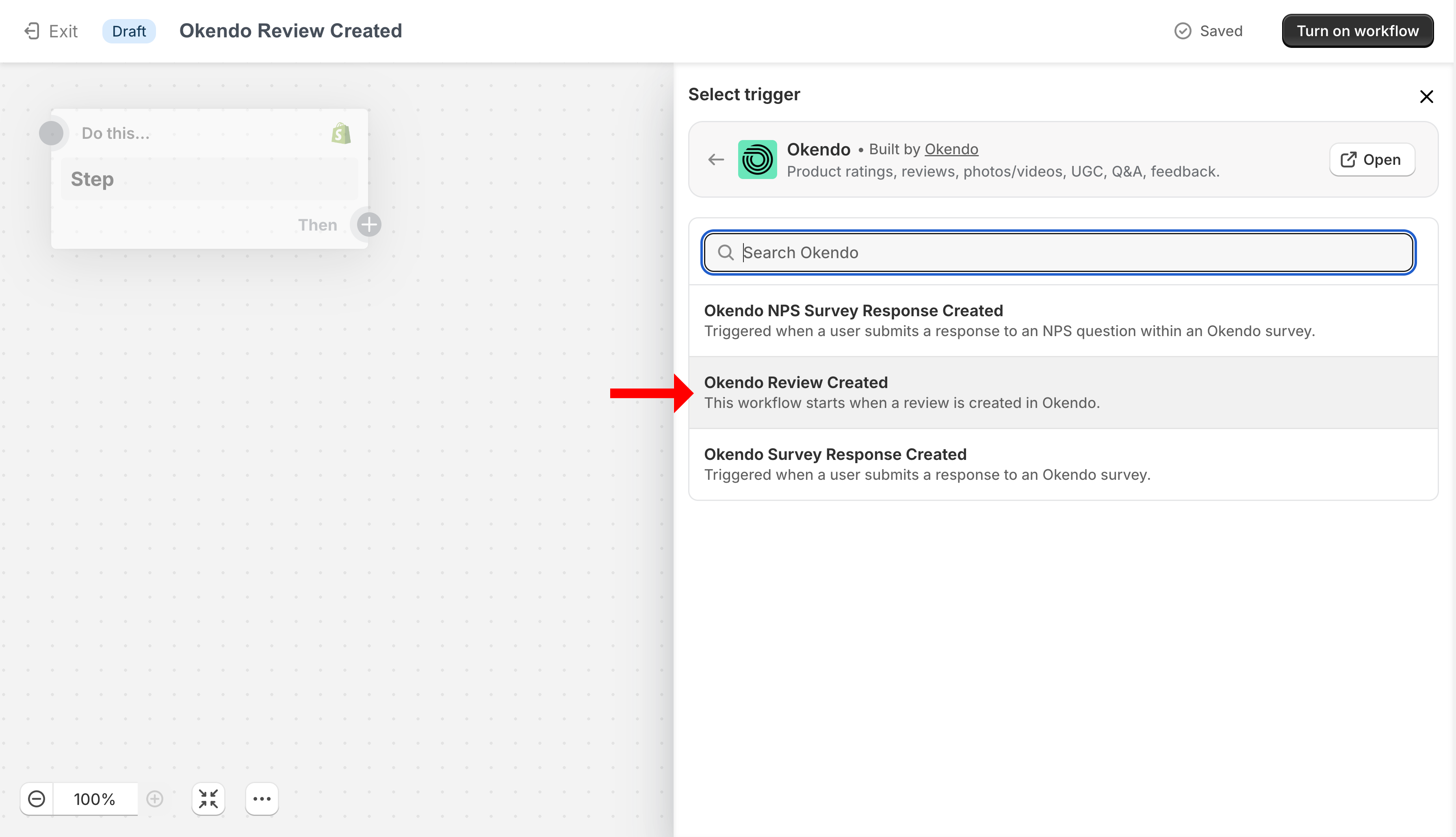 Shopify Flow with the Okendo Review Created trigger